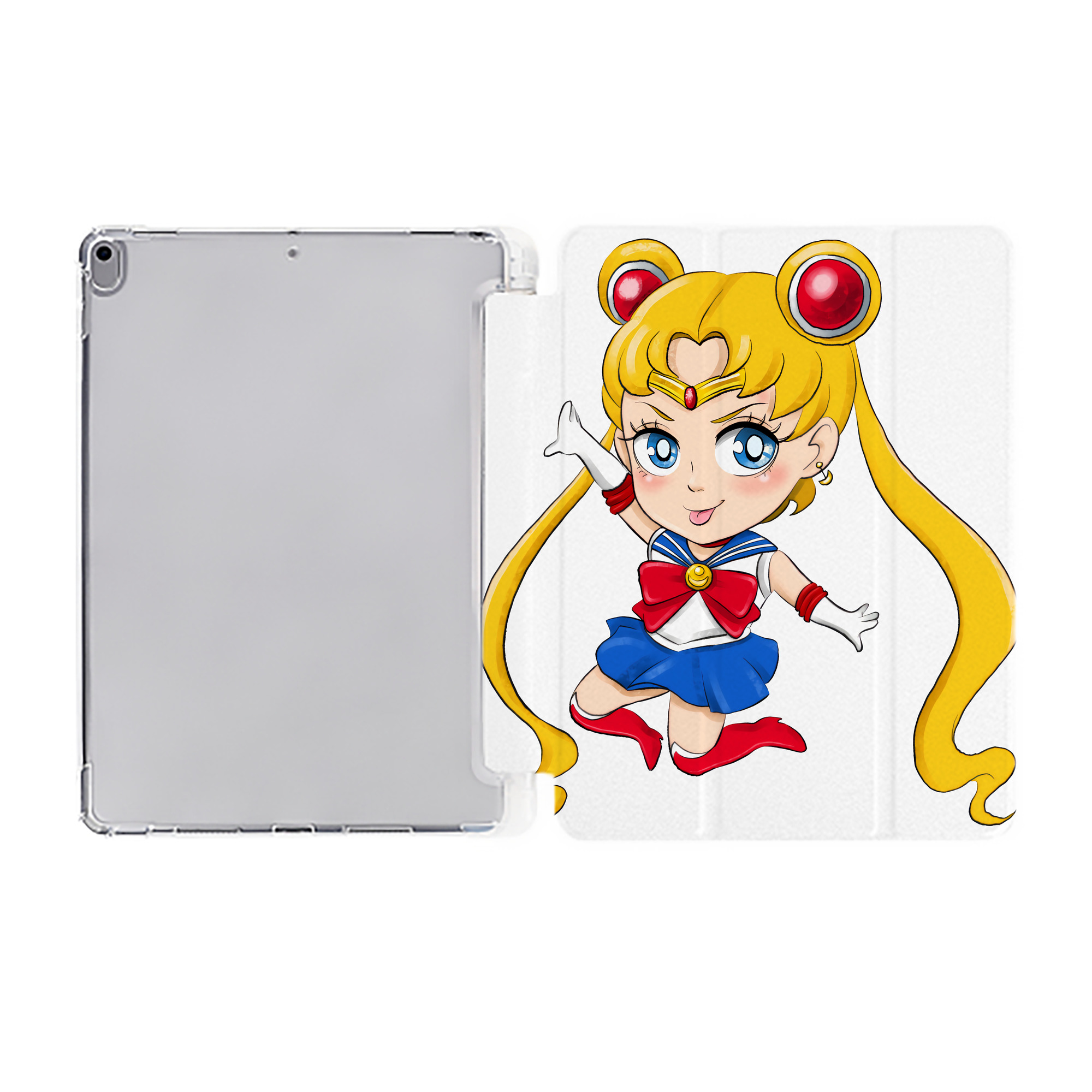 （画像用） 美少女戦士セーラームーン 月野 うさぎ つきの うさぎ Sailor Moon Tsukino Usagi IPad ケース ペン収納付き 三つ折りスタンド PUレザー×シリコン 対応機種9.5/10.5/10.9インチ